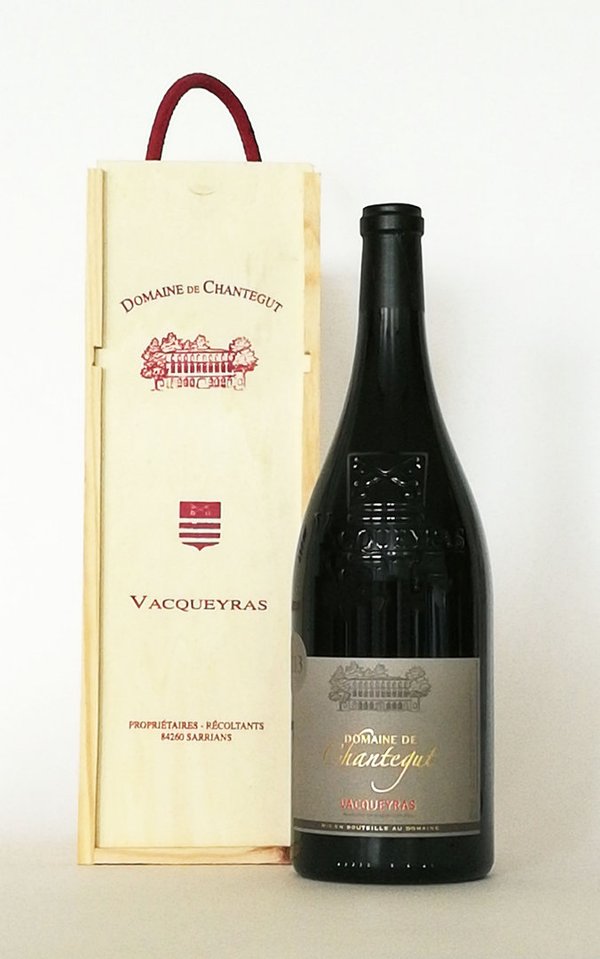 Vin du Rhône - VACQUERAS - Domaine de Chantegût - rouge - 2015- Magnum coffret bois